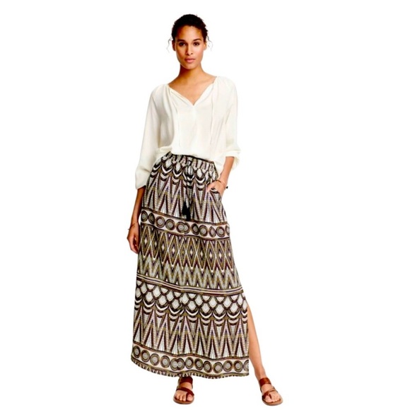 H&M Maxi viscose weave pattern with drawstring tassels and slit - Picture 1 of 7